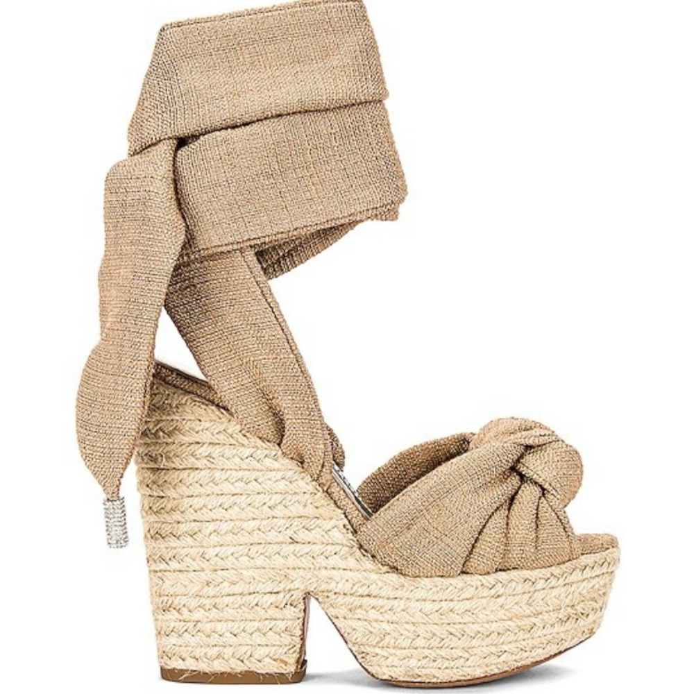 Brand New Alexandre Vauthier Canvas Ankle Wrap Platforms with Crystal Tips